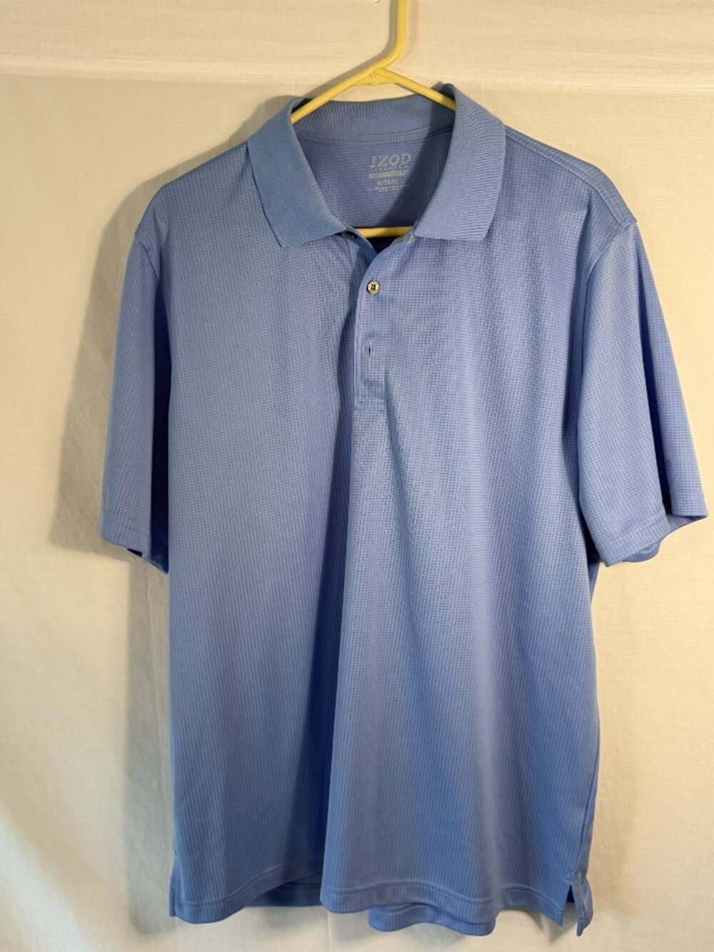 IZOD Mens XL Advantage Performance Polo Shirt Periwinkle Blue Textured Grid Golf